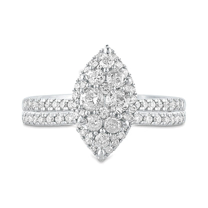 1.0 CT. Gesamtgewicht Komposit Marquise Diamant Brautset in 10K Weißgold