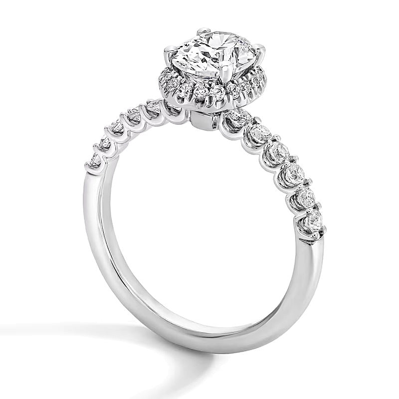 Halo-Ring mit ovalem Labordiamant 1.5 CT. Gesamtgewicht in 14K Weißgold (F/SI2)