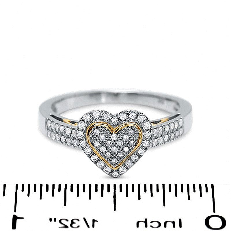 0.33 ct. Gesamtgewicht Diamant Pavé Herz-Ring in 10K Two-Tone Gold