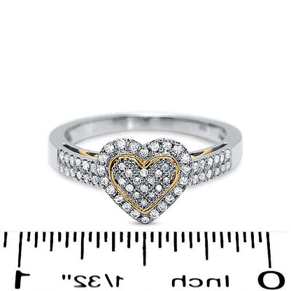 0.33 ct. Gesamtgewicht Diamant Pavé Herz-Ring in 10K Two-Tone Gold