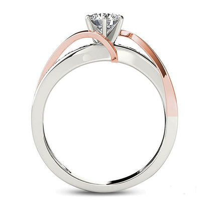 0.75 ct. Gesamtgewicht Diamant Solitär mit seitlichem Besatz Verlobungsring in 14K Gold zweifarbig