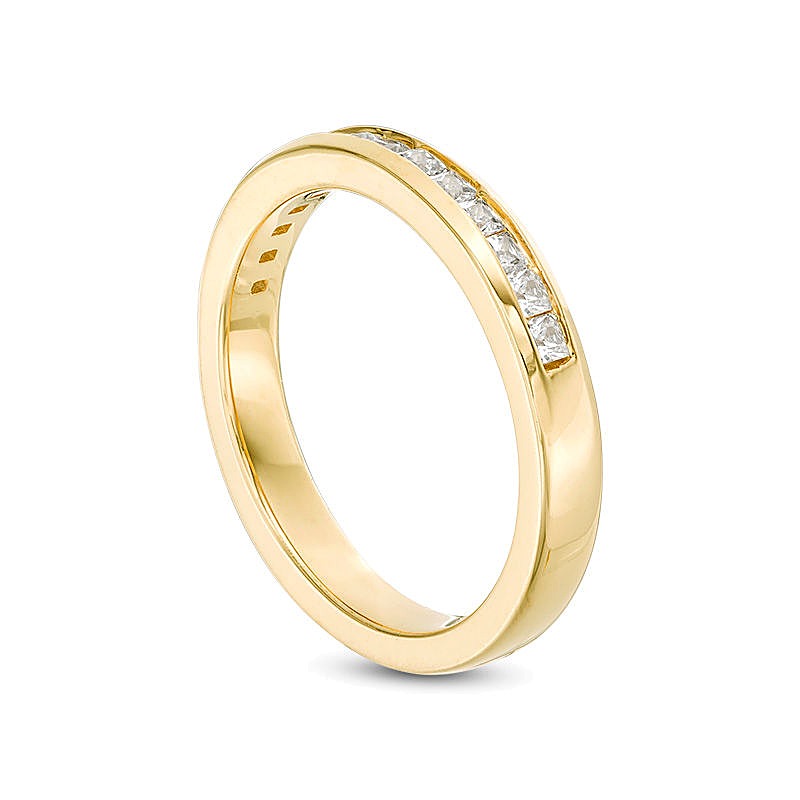 Ehering mit Diamanten im Princess-Schliff 0.5 ct. Gesamtgewicht in 10K Gelbgold