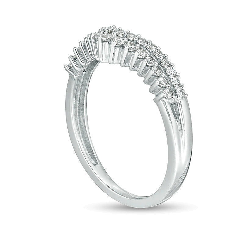 0.33 ct. Gesamtgewicht Diamant Memoire-Ring zweireihig im Chevron-Design in 10K Weißgold