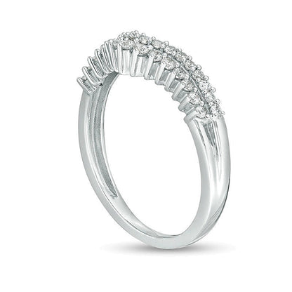 0.33 ct. Gesamtgewicht Diamant Memoire-Ring zweireihig im Chevron-Design in 10K Weißgold