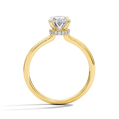 2.0 ct. Gesamtgewicht Braut-Set mit ovalem Labordiamant und verstecktem Rahmen in 14K Gelbgold (F/VS2)