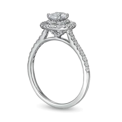 0,88 ct. Gesamtgewicht Halo-Verlobungsring mit ovalem Diamant in 10K Weißgold