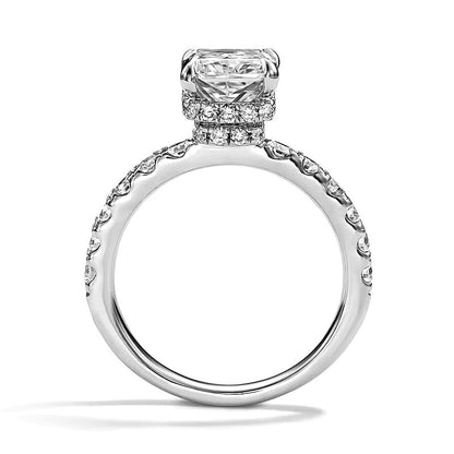 Braut-Set mit Labordiamanten im Radiant- und Rundschliff 4,33 ct. Gesamtgewicht in 14K Weißgold (F/VS2)