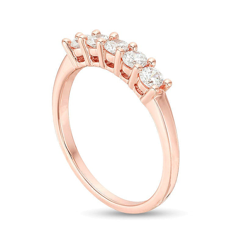 0.5 ct. Gesamtgewicht Diamant Fünfstein Memoire-Ring in 10K Roségold