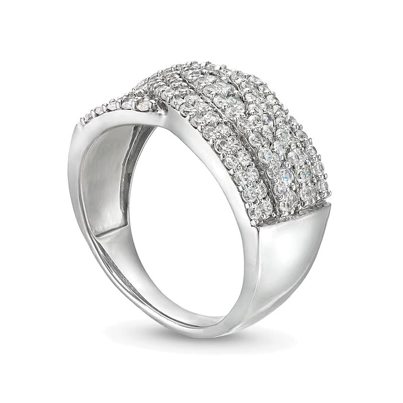 Diamant-Ring mit drei Reihen im Overlay-Design 1,0 ct. Gesamtgewicht in 10K Weißgold