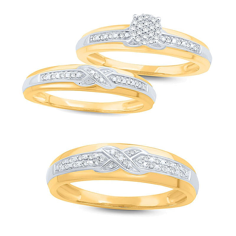 Ehering mit Diamanten 0,05 ct. Gesamtgewicht in 10K Gelbgold