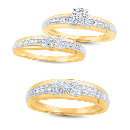 Ehering mit Diamanten 0,05 ct. Gesamtgewicht in 10K Gelbgold