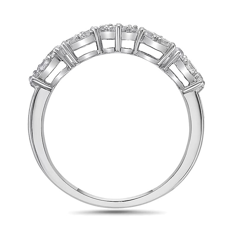 1.0 ct. Gesamtgewicht Diamant-Ring mit Marquise, oval und Smaragdschliff, geometrisch, in 10K Weißgold
