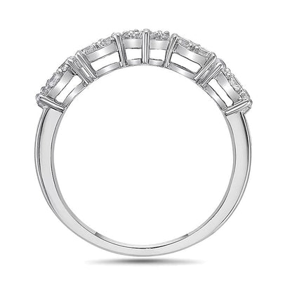 1.0 ct. Gesamtgewicht Diamant-Ring mit Marquise, oval und Smaragdschliff, geometrisch, in 10K Weißgold