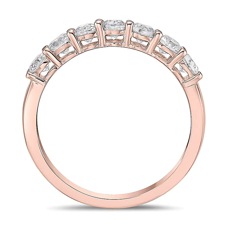0,75 ct. Gesamtgewicht Diamant Siebenstein-Ring in 10K Roségold (I/I2)