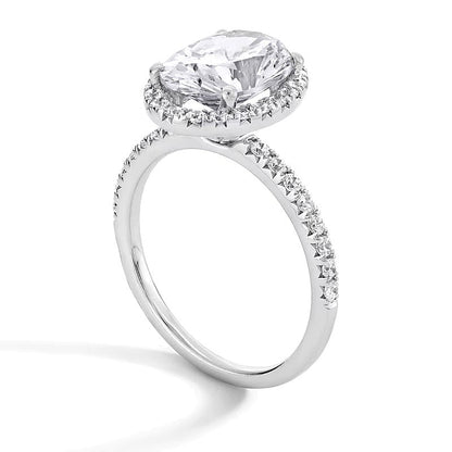 3.5 CT. TW Halo Verlobungsring mit Labordiamant im Oval-/Rundschliff in 14K Weißgold (F/VS2)