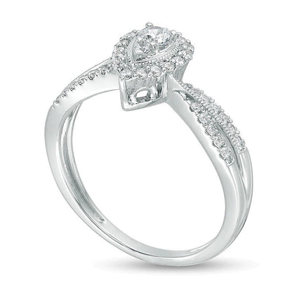0.33 ct. Gesamtgewicht Diamant Halo-Verlobungsring im Vintage-Stil in 14K Weißgold