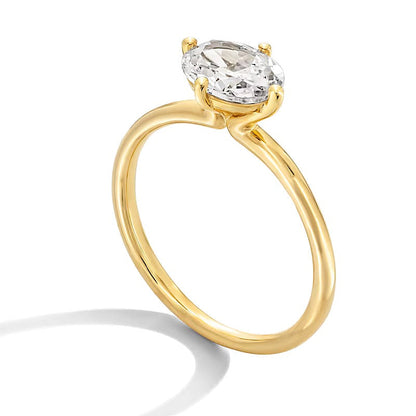 1.0 CT. Solitär-Verlobungsring mit ovalem Labordiamant in 14K Gelbgold (F/VS2)