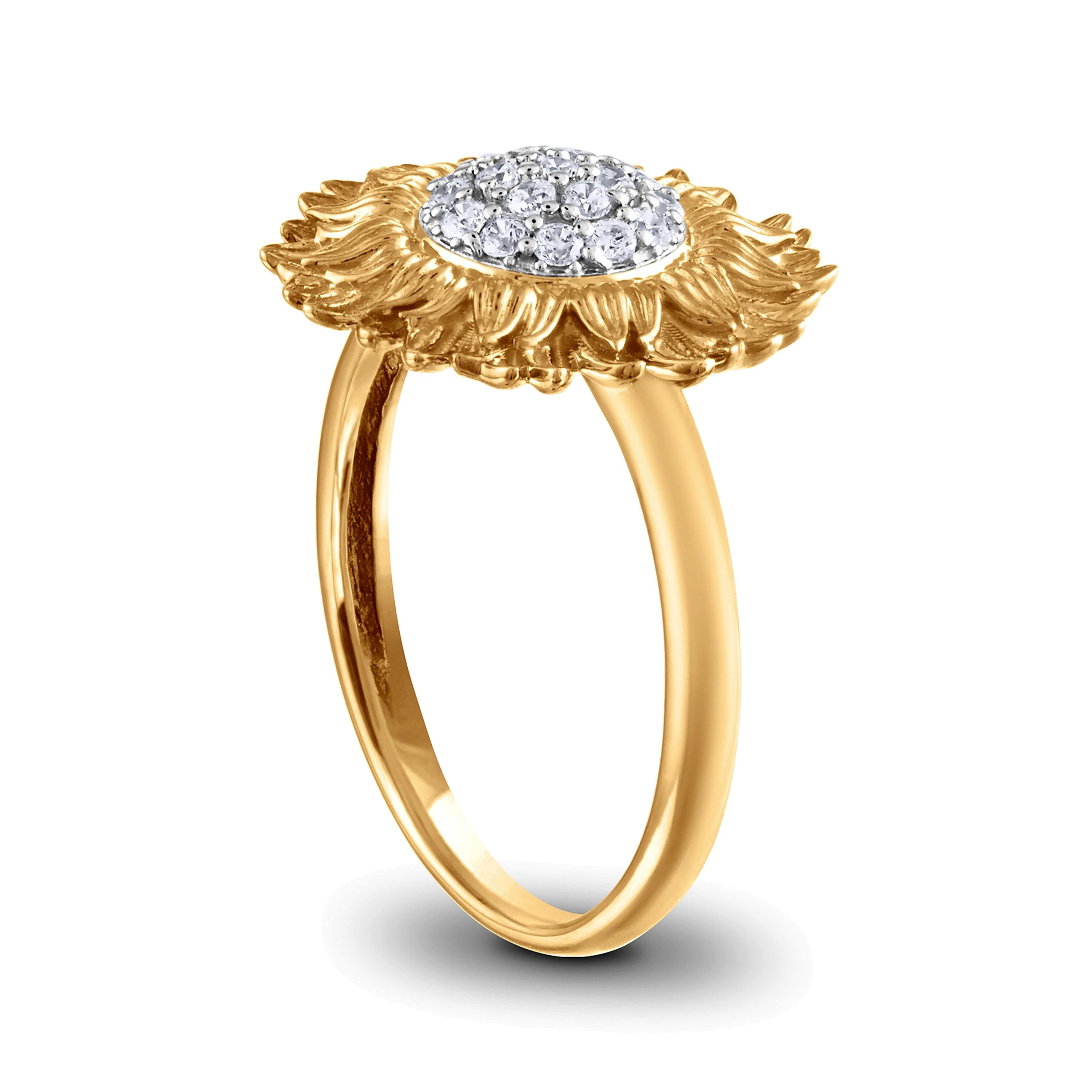 0.2 ct. Gesamtgewicht Diamant Sonnenblumen-Ring in 10K Gelbgold