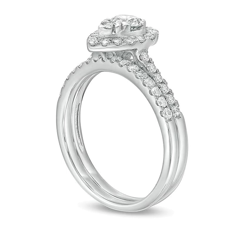 Braut-Set mit Diamanten in Tropfen- und Rundschliff 1.0 ct. Gesamtgewicht in 10K Weißgold