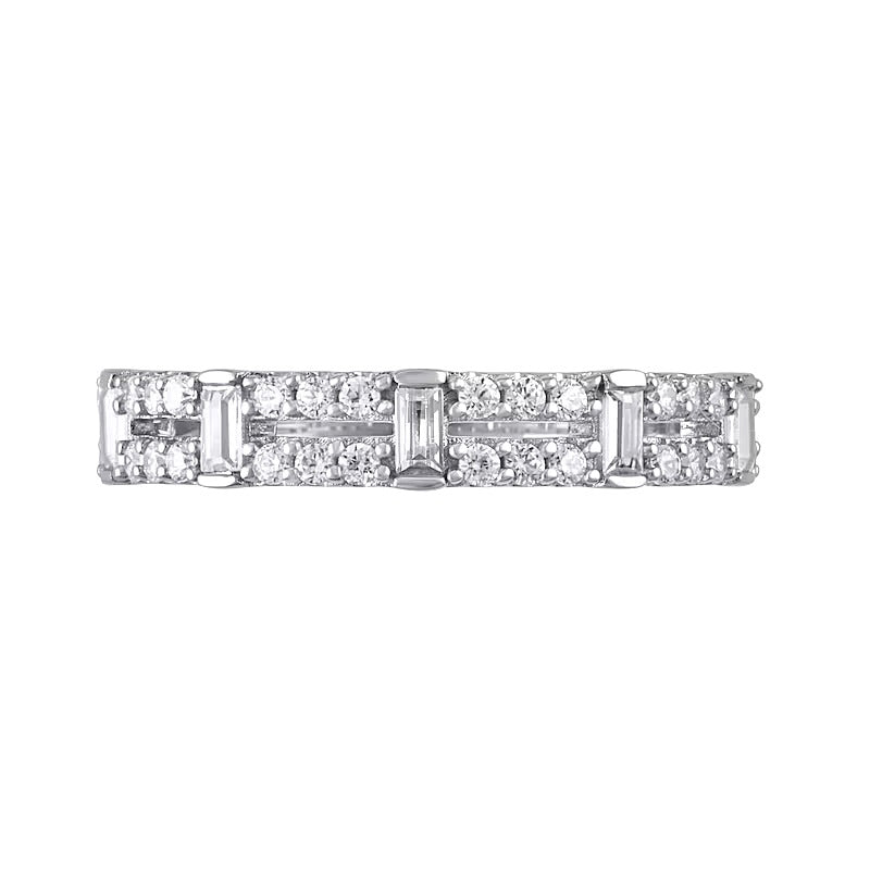 0,5 ct. Gesamtgewicht Ring mit Diamanten im Baguette- und Rundschliff in 14K Weißgold