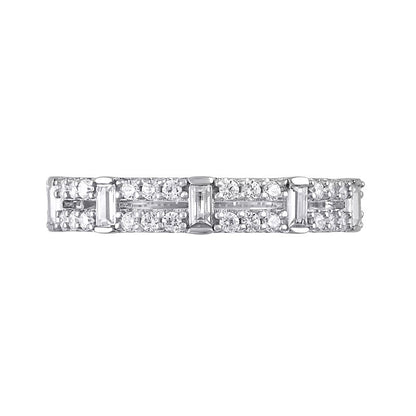 0,5 ct. Gesamtgewicht Ring mit Diamanten im Baguette- und Rundschliff in 14K Weißgold