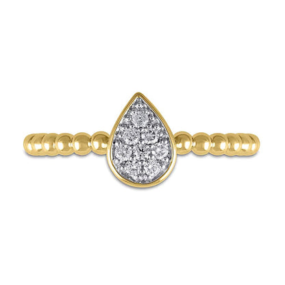 Multi-Diamant-Ring mit Perlschiene 0,13 ct. Gesamtgewicht in 10K Gelbgold