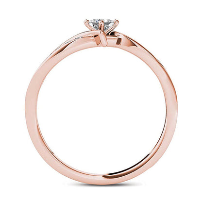0.25 ct. Gesamtgewicht Freundschaftsring mit Diamanten im Princess- und Rundschliff in 14K Roségold