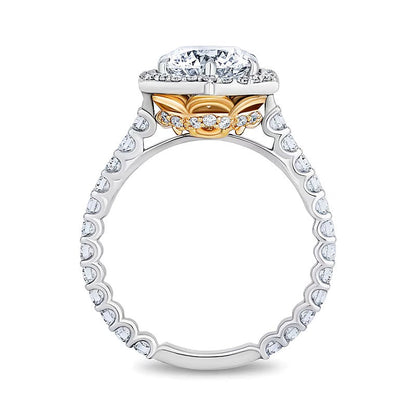 Belle 2.88 ct. Gesamtgewicht Labordiamant Halo-Verlobungsring in 14K Bicolor-Gold (F/VS2)