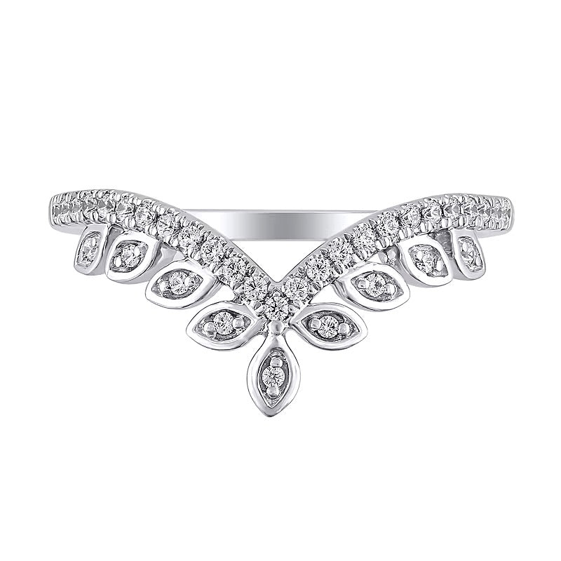 0.2 ct. Gesamtgewicht Ring mit Diamanten in Marquise-Fassung und Tiara-Kontur in 10K Weißgold