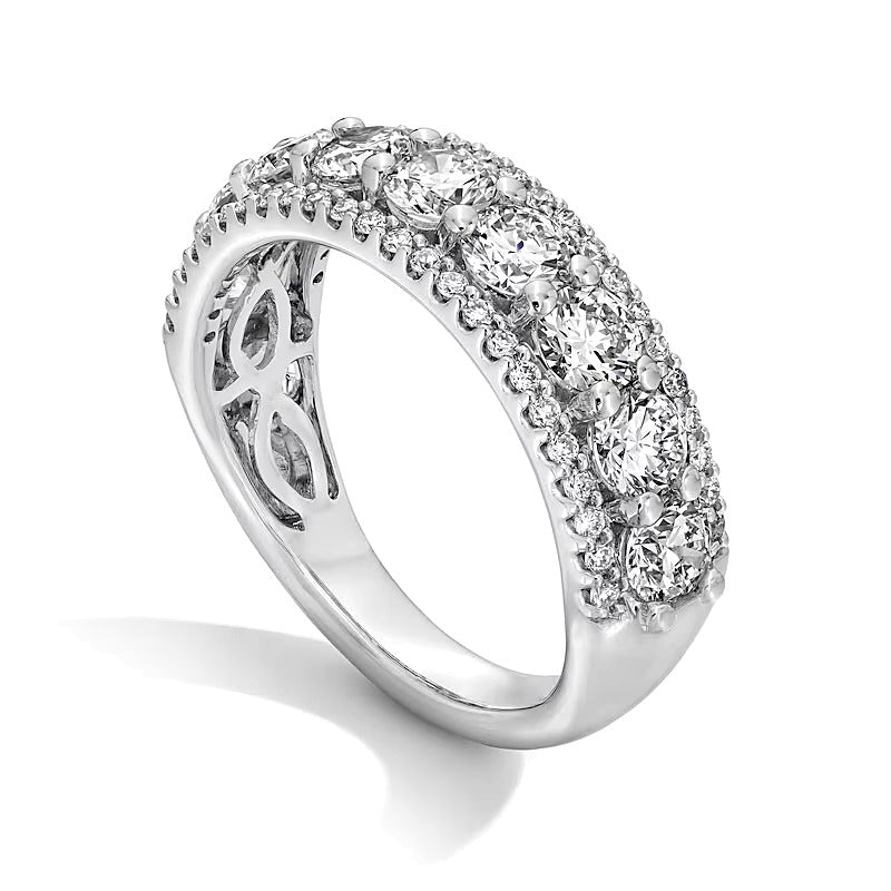 2.0 ct. Gesamtgewicht Labordiamant Ring dreireihig in 14K Weißgold (I/SI2)
