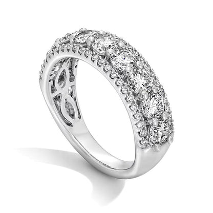 2.0 ct. Gesamtgewicht Labordiamant Ring dreireihig in 14K Weißgold (I/SI2)