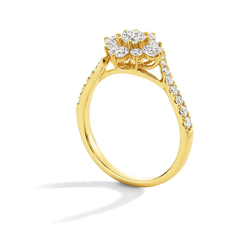 1.0 ct. Gesamtgewicht Labordiamant Bypass-Ring aus 10K Gelbgold mit mehreren Diamanten (F/VS2)