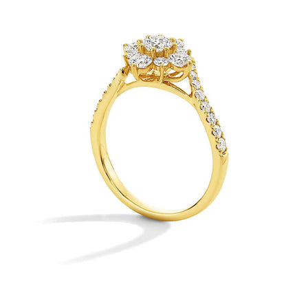 1.0 ct. Gesamtgewicht Labordiamant Bypass-Ring aus 10K Gelbgold mit mehreren Diamanten (F/VS2)