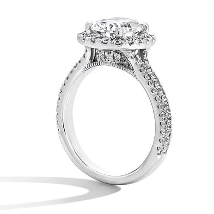 2.63 ct. Gesamtgewicht Halo-Ring mit Labordiamanten im Kissenschliff und rund in 14K Weißgold (F/VS2)