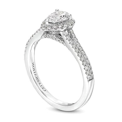Halo Verlobungsring mit tropfenförmigem und rundem Diamant 1.0 ct. Gesamtgewicht in 14K Weißgold (I/SI2)