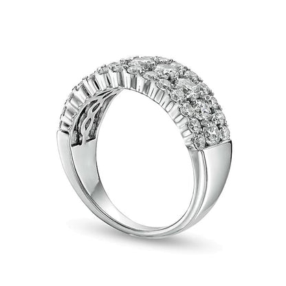 Memoire-Ring mehrreihig mit 2.0 ct. Gesamtgewicht Diamanten in 14K Weißgold