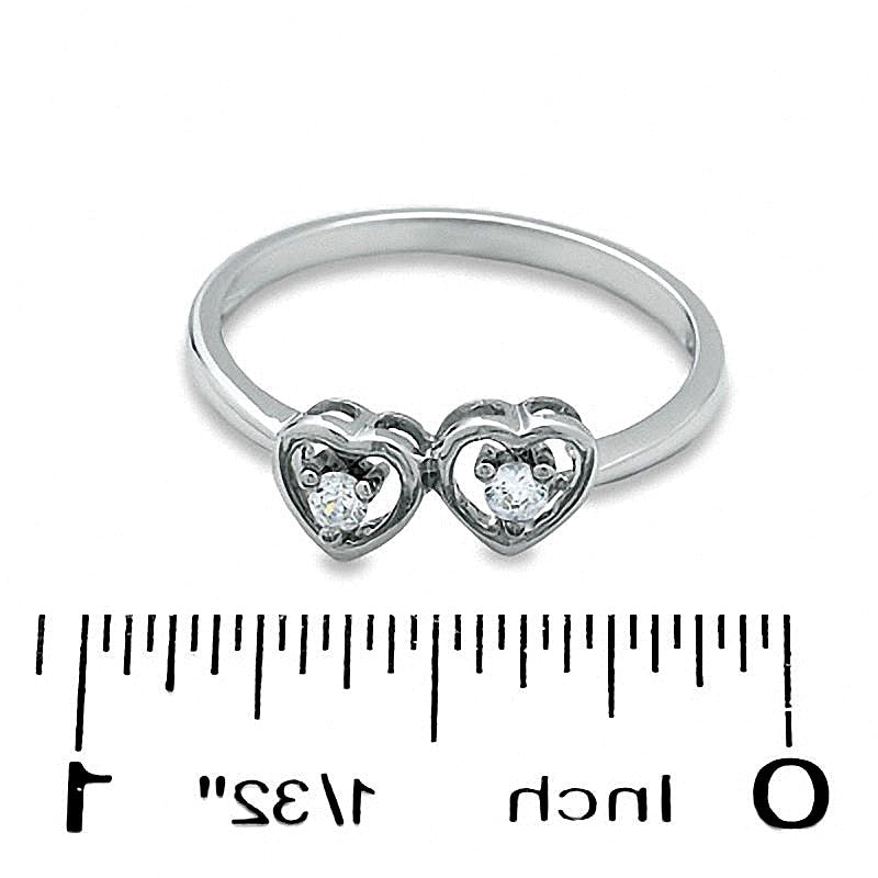 0,07 ct. Gesamtgewicht Diamant Freundschaftsring mit Doppelherz aus 10K Weißgold