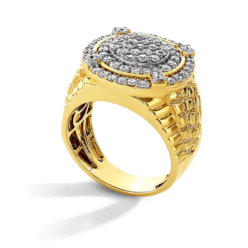 1,75 ct. Gesamtgewicht Damen-Ring mit Labordiamanten und Diamanten im Square- und Rundschliff in 10K Gelbgold (F/VS2)