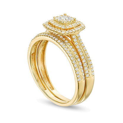 Verlobungsring mit Diamanten im Kissenschliff in 10K Gelbgold