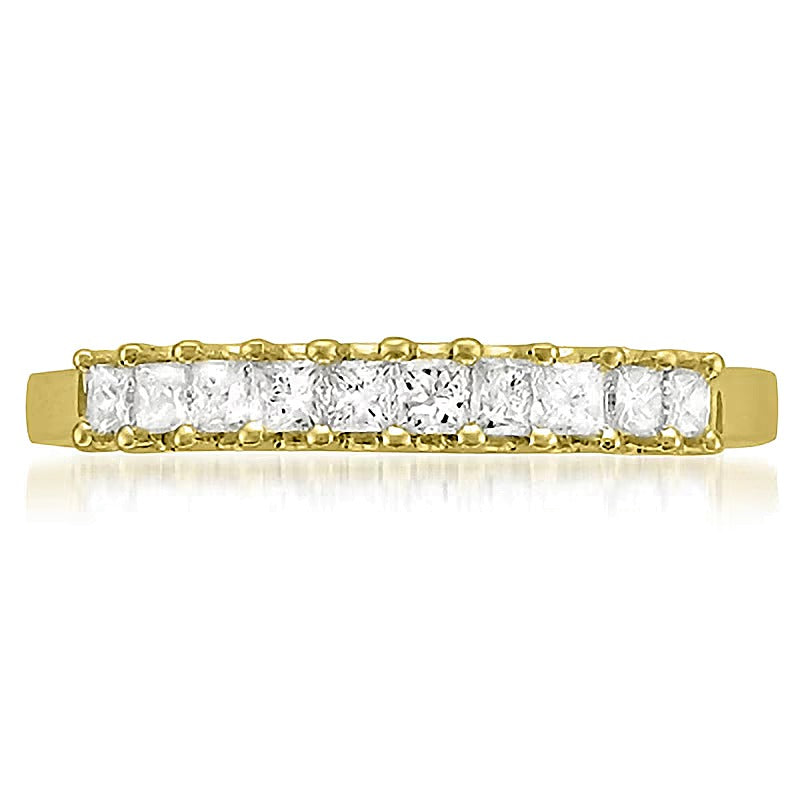 0.5 ct. Gesamtgewicht Ring mit Diamanten im Princess-Schliff, High-Profile, zehn Steine, aus 14K Gelbgold