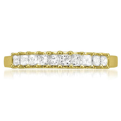 0.5 ct. Gesamtgewicht Ring mit Diamanten im Princess-Schliff, High-Profile, zehn Steine, aus 14K Gelbgold