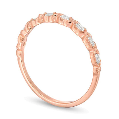 0,13 ct. Gesamtgewicht Baguette-Diamant Art-Déco Vintage-Stil stapelbarer Ring in 10K Roségold
