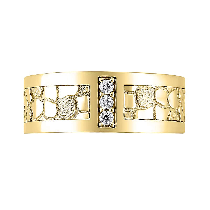 0.1 CT. Gesamtgewicht Diamant Dreistein Nugget-Ring in 10K Gelbgold