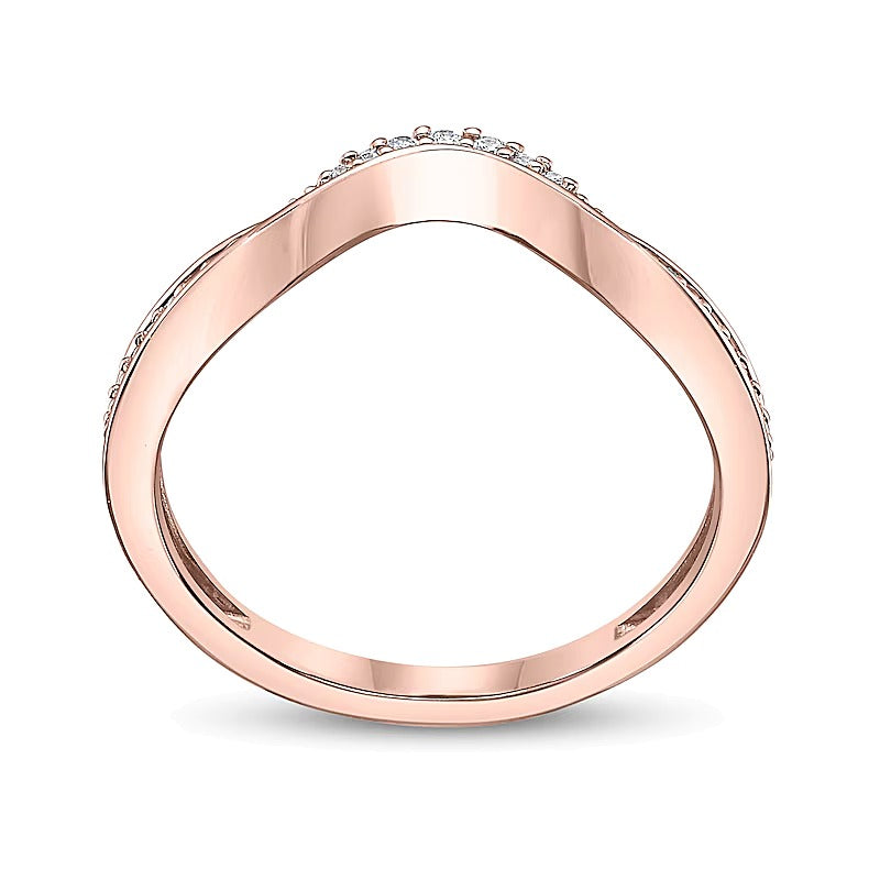 0.1 ct. Gesamtgewicht Diamant-Ring mit Wellenkontur aus 10K Roségold