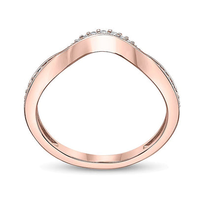 0.1 ct. Gesamtgewicht Diamant-Ring mit Wellenkontur aus 10K Roségold
