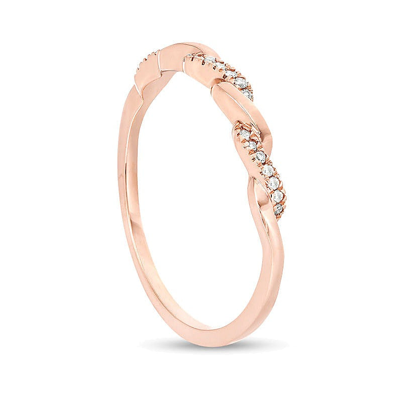 0.05 ct. Gesamtgewicht Diamant Twist-Ehering in 10K Roségold