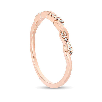 0.05 ct. Gesamtgewicht Diamant Twist-Ehering in 10K Roségold