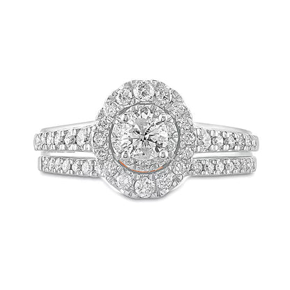 1.0 CT. Gesamtgewicht Diamant Braut-Set mit ovalem Rahmen in 10K Two-Tone Gold