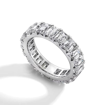 6.5 CT. TW Memoire-Ring mit Labordiamanten im Smaragdschliff in 14K Weißgold (F/VS2) - Größe 5