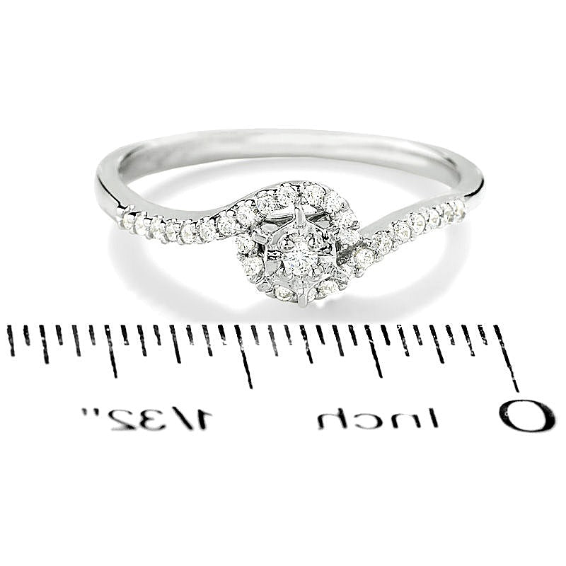 0.1 ct. Gesamtgewicht Diamant Bypass Freundschaftsring in 10K Weißgold